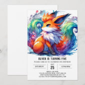 Invitation Anniversaire de Renard numérique enchanté (Devant / Derrière)