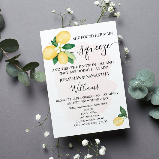 Invitation Anniversaire de renouvellement de vœux de mariage 