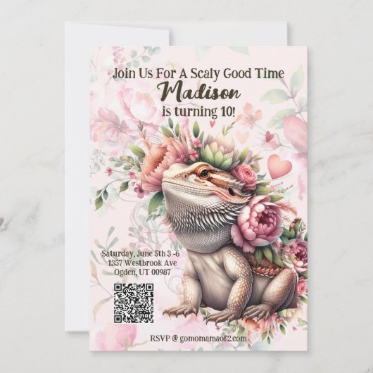 Invitation Anniversaire de Reptile Lizard (Devant)