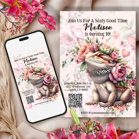 Invitation Anniversaire de Reptile Lizard