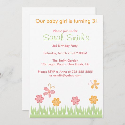 Invitation Anniversaire de ressort (Devant / Derrière)