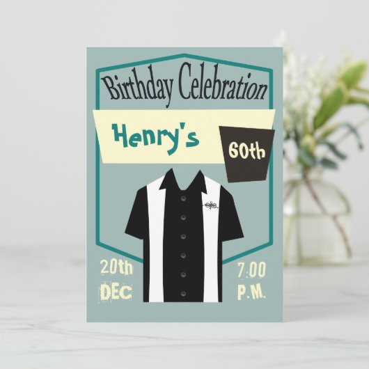 Invitation Anniversaire de Retro Hipster Bowling Rockabilly (Debout devant)