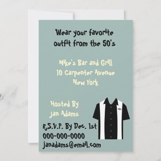 Invitation Anniversaire de Retro Hipster Bowling Rockabilly (Dos)