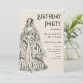 Invitation anniversaire de robe victorienne vintage (Debout devant)