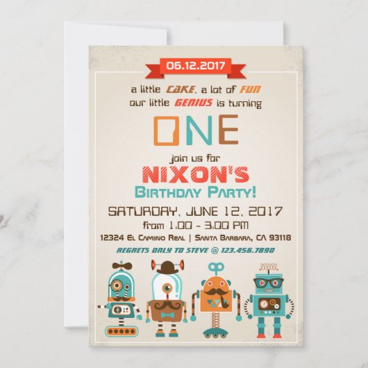 Invitation Anniversaire de Robot Genius Future Builder (Devant)