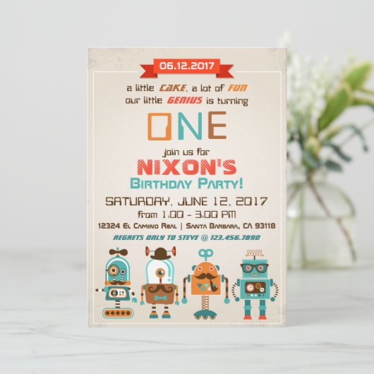 Invitation Anniversaire de Robot Genius Future Builder (Debout devant)