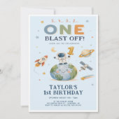Invitation Anniversaire de Rocket Countdown Blue 1ère année (Devant)