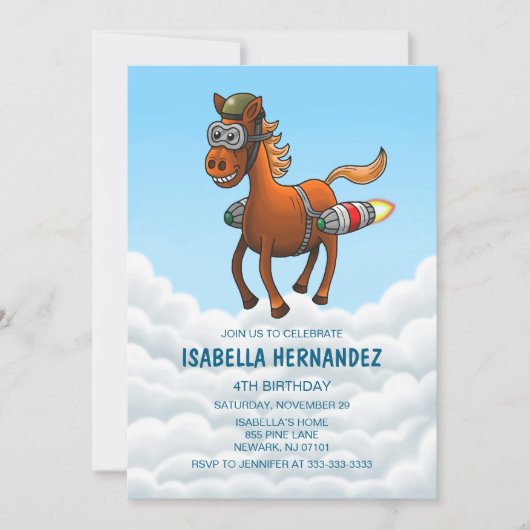 Invitation Anniversaire de Rocket Pony (Devant)
