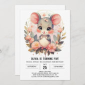 Invitation Anniversaire de Rodent Chic Mouse (Devant / Derrière)