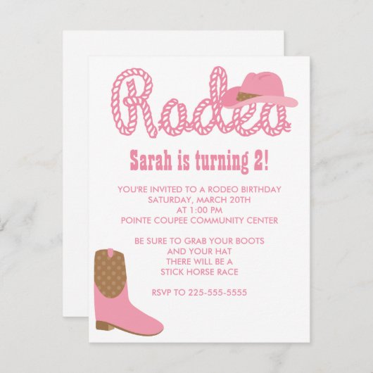 Invitation Anniversaire de Rodeo (Devant / Derrière)