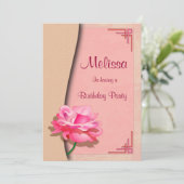 Invitation Anniversaire de rose de rose joyeux (Debout devant)