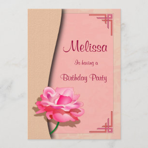 Invitation Anniversaire de rose de rose joyeux