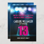 Invitation Anniversaire de rose d'étoile de projecteur 13ème (Devant / Derrière)