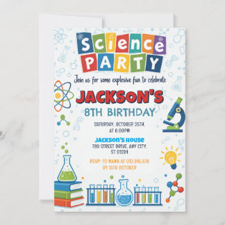 Invitation Anniversaire de scientifique fou personnalisé