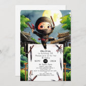 Invitation Anniversaire de Shuriken Ninja simple (Devant / Derrière)