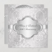 Invitation Anniversaire de Silve de remous floral élégant de (Devant / Derrière)