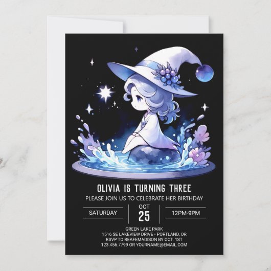 Invitation Anniversaire de Simple Magicien Enchanté (Devant)