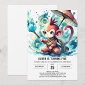 Invitation Anniversaire de singe chic et modifiable (Devant / Derrière)