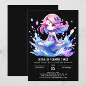 Invitation Anniversaire de sirène d'aquarelle enchantée (Devant / Derrière)