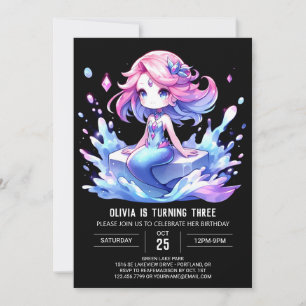 Invitation Anniversaire de sirène d'aquarelle enchantée