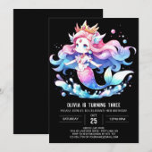 Invitation Anniversaire de sirène de mer Whimsical (Devant / Derrière)
