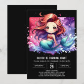 Invitation Anniversaire de sirène Dreamy (Devant / Derrière)