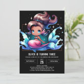 Invitation Anniversaire de Sirène Fun Pastel (Debout devant)