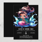 Invitation Anniversaire de Sirène Fun Pastel (Devant / Derrière)