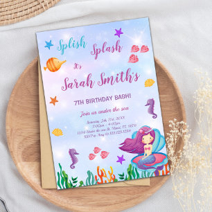 Invitation Anniversaire de sirène personnalisable