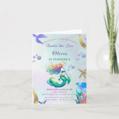 Invitation Anniversaire de sirène pourpre et or sous la mer (Devant)