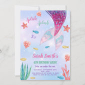 Invitation Anniversaire de sirène rose foncé personnalisable (Devant)