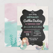 Invitation Anniversaire De Sirène Sous L'Invitation De La Mer (Devant / Derrière)