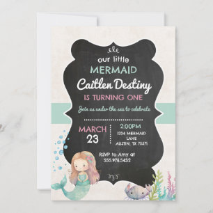 Invitation Anniversaire De Sirène Sous L'Invitation De La Mer