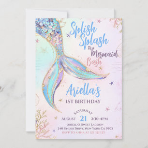 Invitation anniversaire de sirène sous-marine
