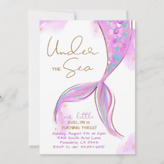 Invitation Anniversaire De Sirène Violet Sous La Fête De La M