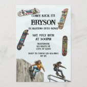 Invitation Anniversaire de skateboard avec planches de skateb (Devant)