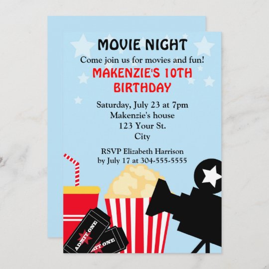 Invitation Anniversaire De Soiree Cinema Zazzle Be