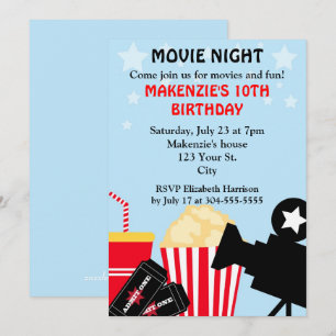 Invitation Anniversaire de soirée cinéma