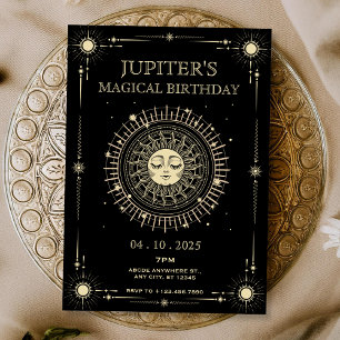 Invitation Anniversaire de soleil bohème tarot mystique magiq