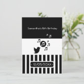 Invitation Anniversaire de Songbird Black White Stripes (Debout devant)