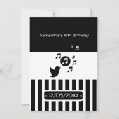 Invitation Anniversaire de Songbird Black White Stripes (Devant)