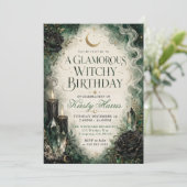 Invitation Anniversaire de sorcière glamour (Debout devant)