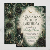 Invitation Anniversaire de sorcière glamour (Devant / Derrière)