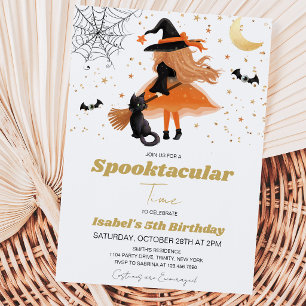 Invitation Anniversaire de Sorcière Orange Halloween