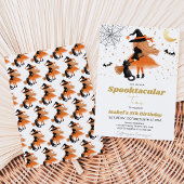 Invitation Anniversaire de Sorcière Orange Halloween