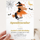 Invitation Anniversaire de Sorcière Orange Halloween