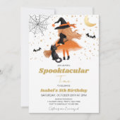 Invitation Anniversaire de Sorcière Orange Halloween (Devant)