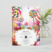 Invitation Anniversaire de Sparkling Pastel Candyland (Debout devant)