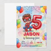 Invitation Anniversaire de Spiderman (Devant / Derrière)
