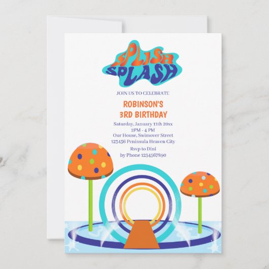 Invitation Anniversaire de Splash Pad (Devant)